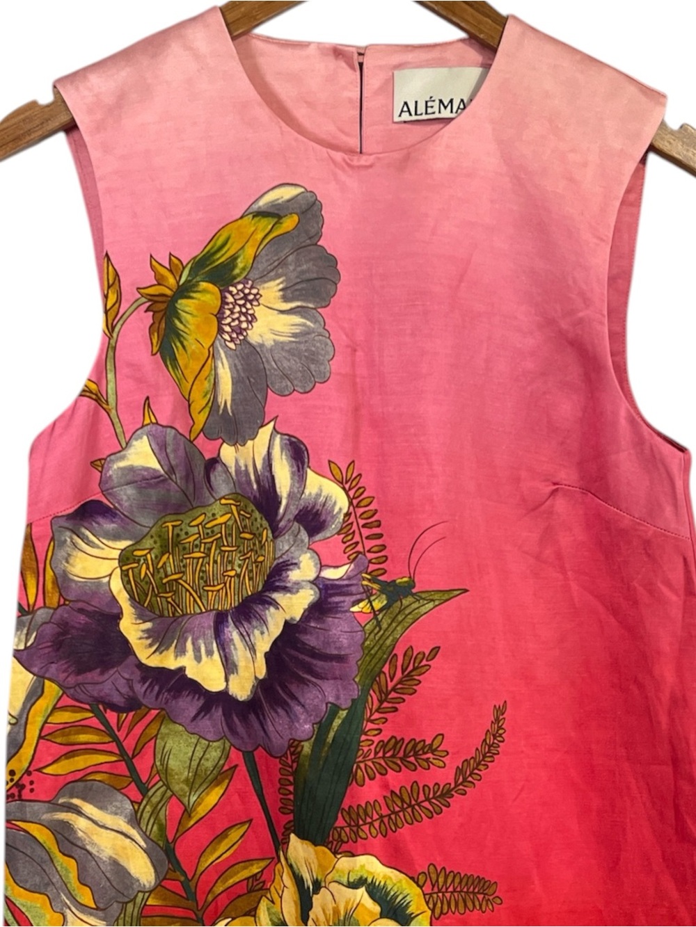 Alémais Inez shift dress pink and red ombre background with a floral print SZ 4 - Picture 7 of 12